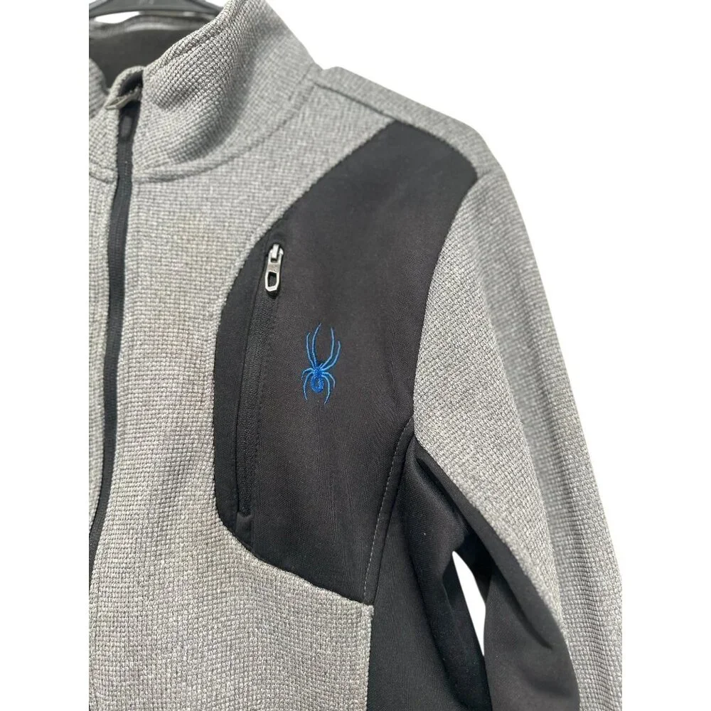 Spyder Raider Polar Tech Jacket Junior Mens XL 18-29 Gray Knit Thermal Outdoors